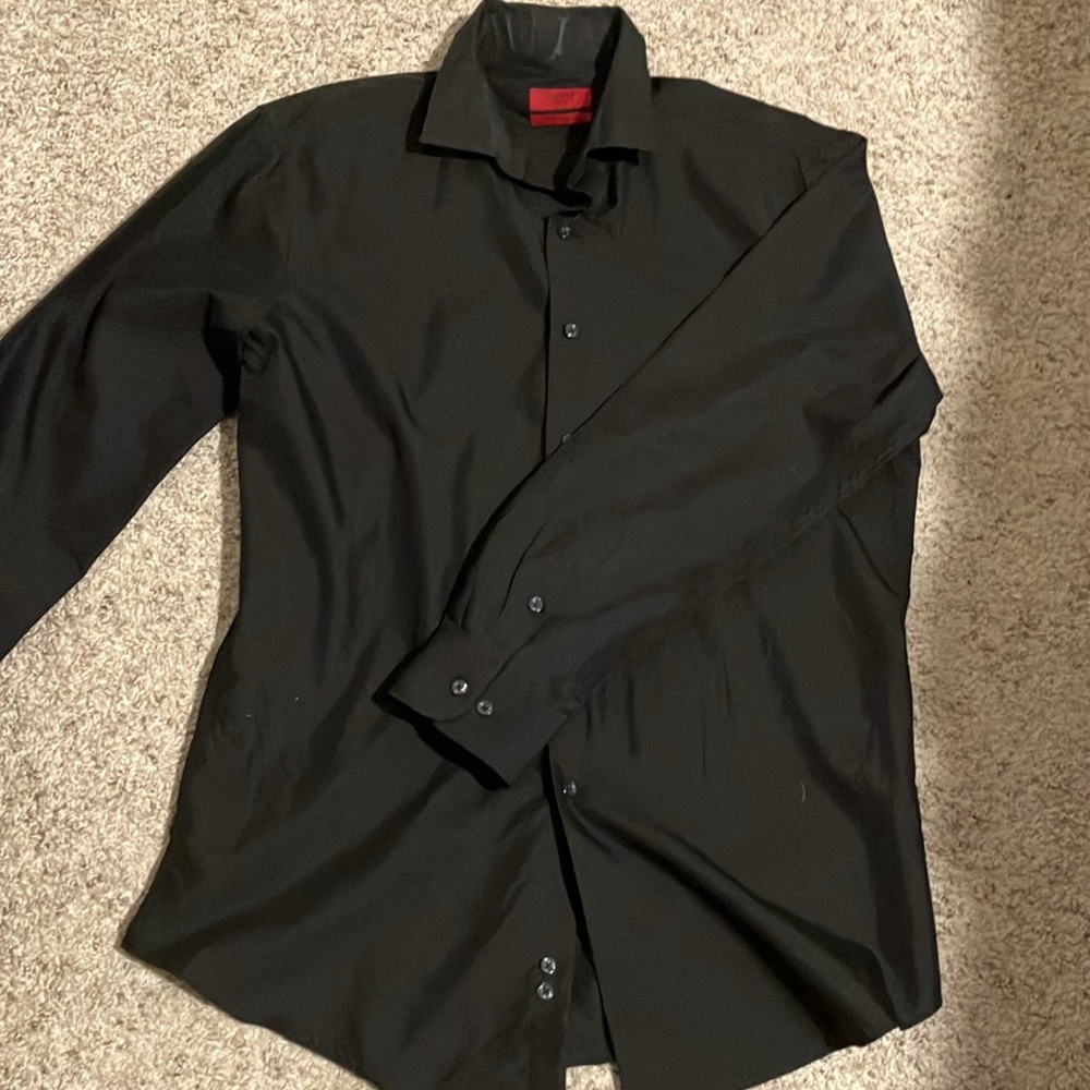 Alfani Fitted Performance Black Dress Shirt - Size Medium